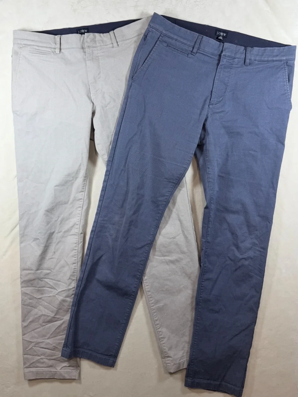 Lot of 2 J. Crew Oarsman VTG 31W 32L Oxford Tech Pants in Navy Blue & Gray Slim
